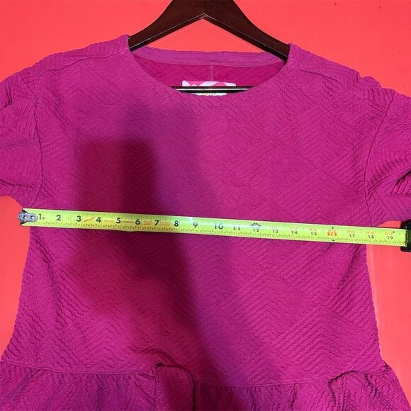 Maeve Women's XS Pink Textured‎ Peplum Blouse Long Sleeve - Picture 7 of 9